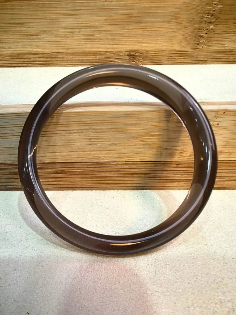 Natural Ice Obsidian Bangle Bracelet 19.99g 58.8mm ID Smoky Black Gemstone Cert